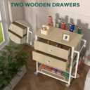 Wrapping Paper Storage & Organizer, Craft Cart with Ribbon & Gift Bag Storage, Wrapping Paper Organizer Holder(2 Wooden Drawers-Oak)
