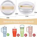 2 Pack 30 oz Tumbler Lid Replacement Fit for Stanley Cup, Replacement Lids Fit for Stanley Travel Tumbler, Spill Proof Tumbler Covers for Stanley Cup Accessories (White)