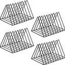 4 Pack Triangle File Storage Holder Racks Iron Desktop Magazine Organizer Metal Newspapers Folders for Office Table Desk Bookshelf Home Decoration, Black