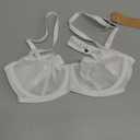 Wingslove Women's Sexy Lace Bra Mesh Balconette See Through Bralette Half Cup Sheer Bras Unlined Underwire Suppport (32DD, White)
