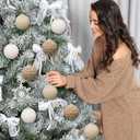 Soulchen12 Pcs 3.15 Inch Neutral Fur Christmas Ball Bulk Sherpa Christmas Tree Ornaments Round Hanging Decoration for Party Supplies Holiday Rustic Fireplace Mantel Home Wall Decor