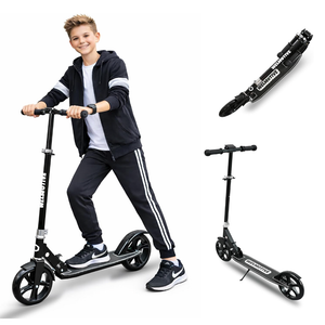 Kick Scooter for Kids Ages 6+, Teens & Adults, Adjustable Handlebars, Rear Brake, Big Wheel Foldable Scooter for Indoor & Outdoor