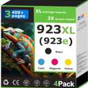 923XL 923e Ink Cartridges Compatible for HP 923 Ink Cartridges Combo Pack Work with HP Printer OfficeJet Pro 8125e 8130e 8139e 8120 Printer Ink Black and Color Cyan Magenta Yellow 923XL Ink (4 Pack)