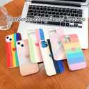 Compatible with iPhone 12 Heart Case for Women Girls,Aesthetic Cute Girly Cool Preppy Design,Slim Thin Shockproof Cell Phone Silicone Cover for iPhone 12Rainbow/Purple