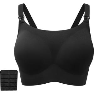 Nursing Bras for Breastfeeding Seamless Maternity Bra Wireless Pregnancy Sleep Bralette Natural Shape Support (Black, XXL)
