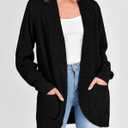KIRUNDO Cardigan Sweaters for Women 2024 Fall Open Front Long Sleeve Loose Lightweight Knit Sweater Coat with Pockets (S)
