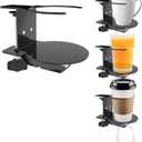 Metal Large Desk Cup Holder with 360 Rotating Headphone Hanger Under Desk, Anti-Spill Table Cup Holder Clamp for Coffee Mugs Bottles, Headset, Pencil Holder.