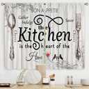 Riyidecor Kitchen Curtains Rustic Farmhouse 55x39 Inch Rod Pocket Country Short Small Barn Fork and Spoon Wooden Wood Plank Board Vintage Printed Cafe Window Curtains Drapes Treatment Fabric 2 Panels