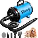 Dog Dryer Pet Hair Blower High Velocity for Grooming, Blow 3800W/5.2HP for Large Dogs Sechoir Pour Chien with Stepless Adjustable Speed, 4 Different Nozzles and Dog Brush,Blue