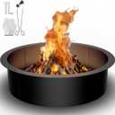Outdoor Smokeless Fire Pit Ring Insert,36 Inch Inner|42 Inch Outer Diameter, Heavy Duty Metal Round Fire Ring for Outside Wood Burning, Black