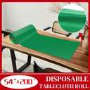 54 Inch x 200 Feet Green Plastic Tablecloth Roll Cut to Size Disposable Table Cover with Cutter Box Plastic Table Cloth for Party, Wedding, Birthday