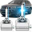 Fit for Jeep 2017-2021 Compass 2014-2021 Grand Cherokee 2014-2018 Cherokee D3S HID Xenon Headlight Bulb, 350% Brightness, High Low Beam Light Bulbs, 8000K White Blue, Pack of 2