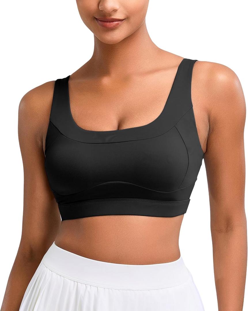 Vorcy High Impact Sports Bras for Women Running Bra Workout Bra U Back Sports Bra Scoop Neck Padded (Small, Black)
