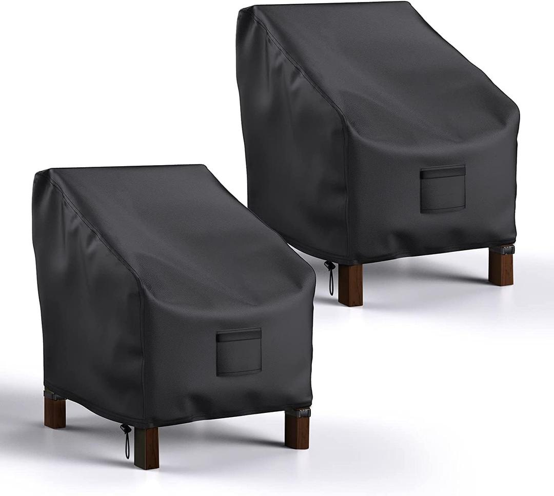 Patio Chair Covers Waterproof, Mrrihand Lounge Deep Seat Cover, Heavy Duty Outdoor Lawn Patio Furniture Covers (31" W x 38" D x 30" H - 2 Pack) (Black)