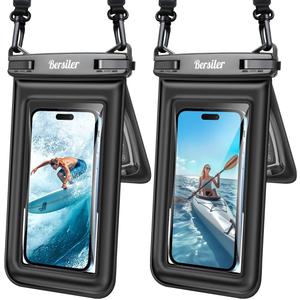 Floating Waterproof Phone Pouch 2 Pack, IPX8 Waterproof Phone Case with Double Space, Beach Cruise Vocation Essentials, Underwater Cell Phone Dry Bag for iPhone 17 16 15 Galaxy S26 Ultra
