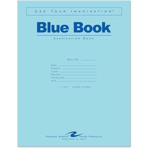 Roaring Spring Exam Blue Book, 11" x 8.5", 8 Sheets/16 Pages, Wide Ruled with Margin, Proudly Made in the USA!