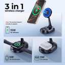 3 in 1 Magnetic Wireless Charging Station Apple Devices 15W Fast Mag-Safe Charger Stand Wireless Charger Station for iPhone 17 16 15 14 13 12 Pro/Pro Max/Plus/Mini AirPods 2/3/Pro iWatch Series