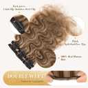 Clip in Short Hair Extensions Real Human Hair,Prokyvity Short Hair Extensions Clip ins,Wavy Mini Hairpieces for Volume & Highlights,Seamless Design,6 Pieces 33g 12 inch Medium Brown Mixed Dark Blonde