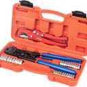 iCrimp PEX Clamp Tool Kit for 3/8-in, 1/2-in, 3/4-in, 1-in PEX Clamp Cinch & Removal, c/w 1/2''(20 Pack) and 3/4''(10 Pack) PEX Clamp Rings, PEX Tubing Cutter