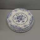 Dinner Plates, Ceramic Plates Set of 6, Kitchen Plates Microwave Safe, White Plate Dessert Blue Floral Plate Porcelain (Blue Rose, 10.5 inch)