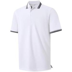 Men's Pique Polo Shirts Long Sleeve Cotton Blend Tipped Casual Collared Polo Shirts Business Classic Fit Size 2 XL