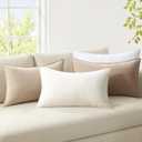 Pack of 4,Decorative Linen Soild Throw Pillow Covers Soft Accent Cushion Case Boho Farmhouse Neutral Pillowcase for Couch Sofa Bedroom Living Room Home Decor 12 x 20 Inch Brown
