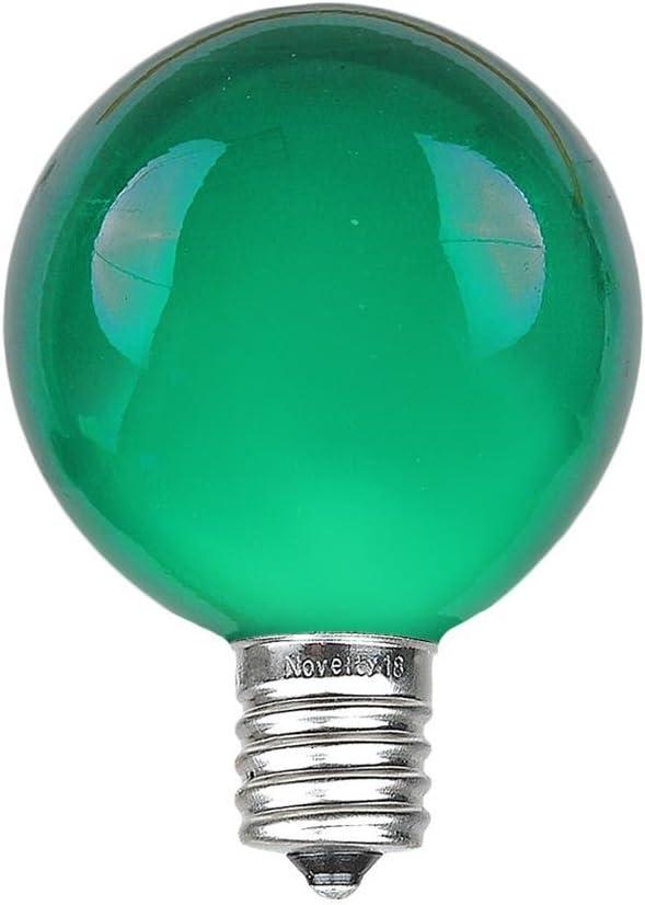 Novelty Lights 25 Pack G40 Green Outdoor Globe Bulbs, Light Bulbs Glass Incandescent Bulbs with 3000 Hour Lifespan, Globe String Lights Replacement Bulbs