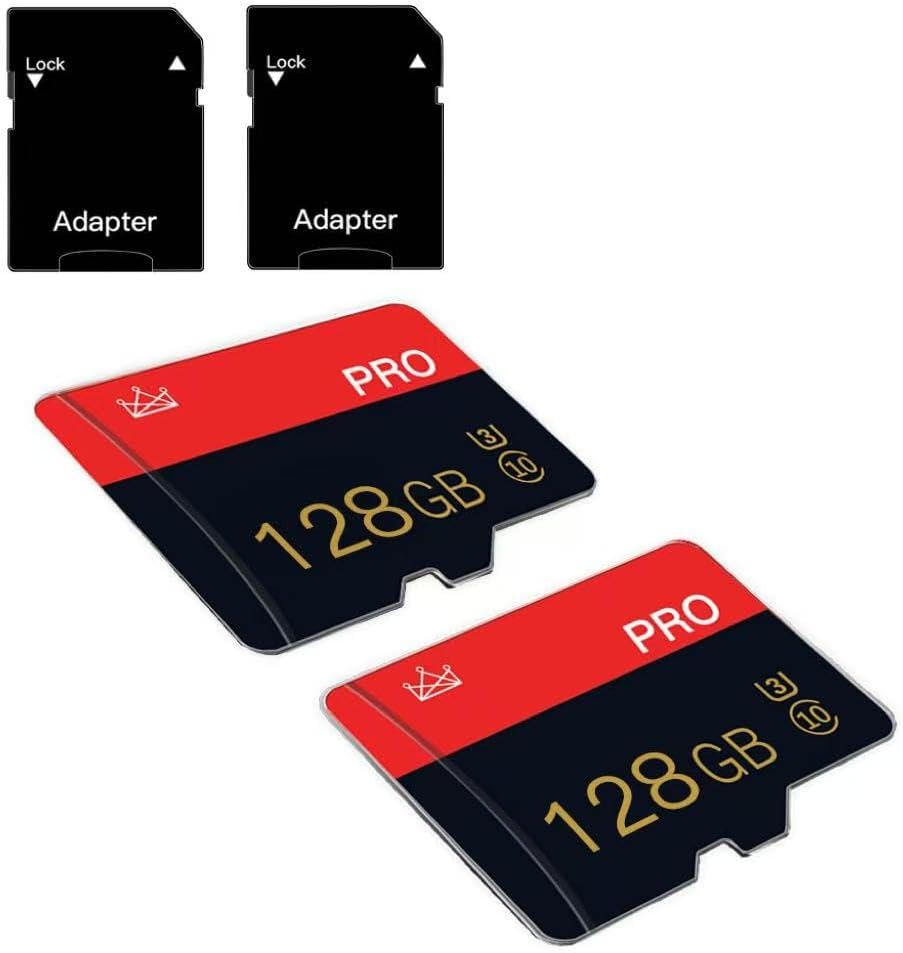 2 Pack Micro Memory Card 128GB Class 10 with Adapter High Speed Memory Card for Tablet, Drone