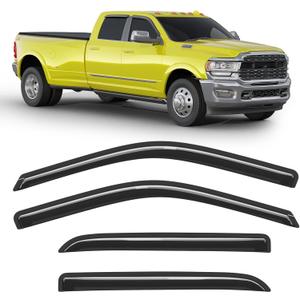 Extra-Thick Window Rain Guard for Dodge Ram 1500 2009-2024 Ram 2500&3500 2010-2025 Rain Guards Tape-on Side Truck Window Visors Vent Visor Window Deflectors Vent Shades Car Accessories