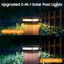 Solar Post Cap Lights 12 Pack, Upgraded Outdoor Fence Post Lights for 4x4 4.5x4.5 5x5 Vinyl/Wood Posts, Black Deck Posts Cap Light Solar Powered with Warm White/Cool White for Garden Patio Porch
