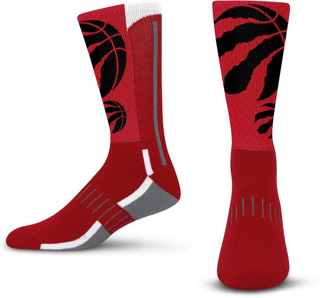 For Bare Feet NBA mens Nba Logo Zoom Mesh Secondary Color Crew Sock Large (Red, L)