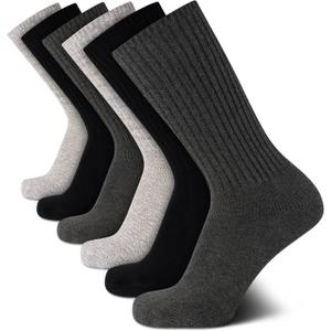 Calvin Klein Mens Crew Socks - 6 Pack Lightweight Cotton Blend Moisture-Wicking Cushioned Athletic Crew Socks for Men (7-12, Charcoal)