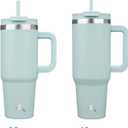 Konokyo 30 oz Tumbler with Handle and 2 Straws,2 in 1 Lid Insulated Water Bottle Stainless Steel Travel Coffee Mug,Blue Haze