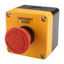 BAOMAIN Emergency Stop Switch with Enclosure, 660V 10A Red Mushroom Push Button, 1NO 1NC N/O N/C, IP65 Waterproof Weatherproof Surface Mount E-Stop Station for Industrial & Control Systems
