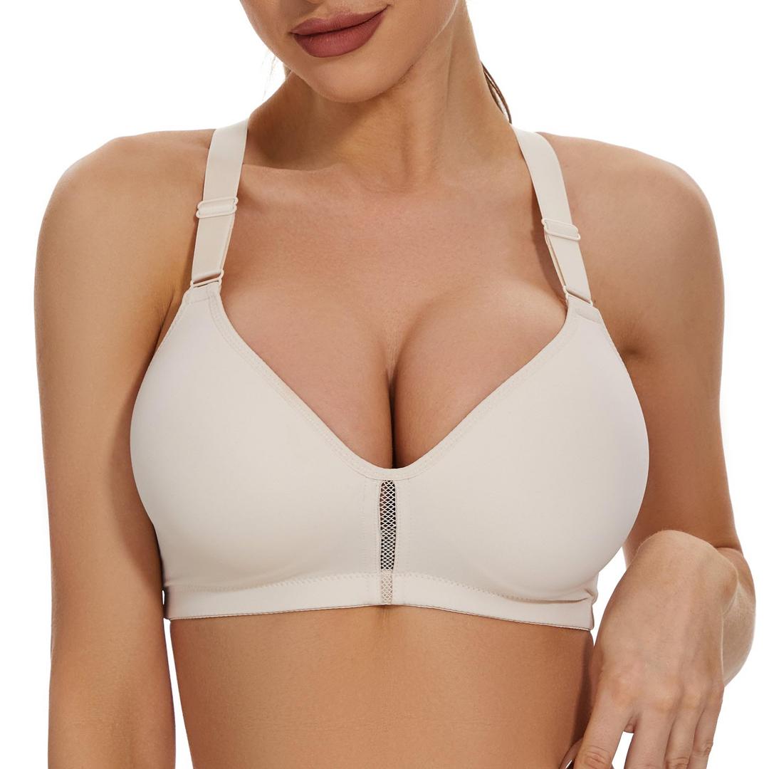 sheroine Women's Racerback Wirefree Workout Sports Yoga Bra Nude, 34B
