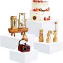 Geetery 4 Pcs Acrylic Cube Acrylic Display Box Pedestal Figure Display Shelf with Hollow Bottom Cube Stand Nesting Plastic Risers for Table(White) One Box Broken