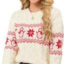 SunnyMelody Womens Christmas Funny Ugly Sweater Winter 2025 Vacation Outfits Oversized Crew Neck Xmas Pullover Tops (Medium, White-Snowman)