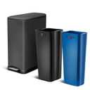 Home Zone Living 13 Gallon Slim Dual Compartment Kitchen Trash Can, Soft-Close Lid and Step Pedal, Stainless Steel, Matte Silver