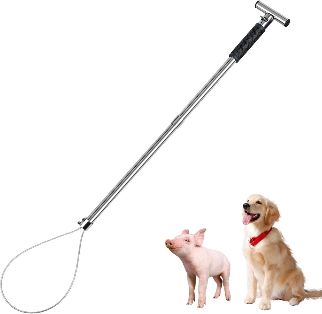 Dog Catcher Pole Portable Hog Pig Catcher Stainless Steel Pig Holder Animal Control Pole Tool Livestock Farm Equipment