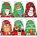 Locmeo 12 Pcs Christmas Drawstring Gift Bags Christmas Wrap Bags Sack Polyester Gift Wrapping Backpack with Wearable Drawstring for Holiday