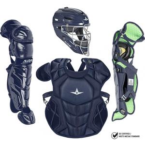 All-Star Catchers Gear Kit  Includes Helmet, Chest Protector & Leg Guards  Lightweight, Durable Baseball Protective Set, Meets NOCSAE (Ages 12-16, Navy)