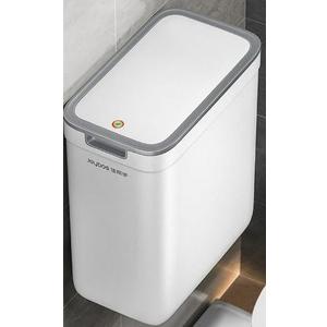 JOYBOS 1Pack Bathroom Trash Can with Lid,  2.4Gal Garbage Can with Pop-Up Lid, Small Trash Can Dog Proof, Slim Trash Bin Waste Basket for Toilet, Office, Bedroom, Living Room, Kitchen (White)