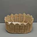 Premium Wicker Baby Diaper Caddy Organizer,Woven Scalloped Rattan Basket with Handle,Wicker Baby Carriage for Nursery (Scalloped Rattan Baby Diaper Caddy Organizer)