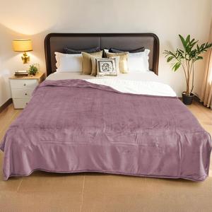 Electric Heated Blanket Queen Size - 84"x90", Soft Flannel Heating Blanket, 10 Heating Levels, 1-12 H Auto Shut Off, Dual Controllers, Breathable Warm and Washable for Bed, Purple