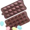 Easter Silicone Chocolate Mold Egg Shaped Silicone Fondant Chocolate Mold, Baking Molds for Easter Candy Mini Soap, Cake Bread Cupcake Cheesecake Muffin and Jello 2 Pcs