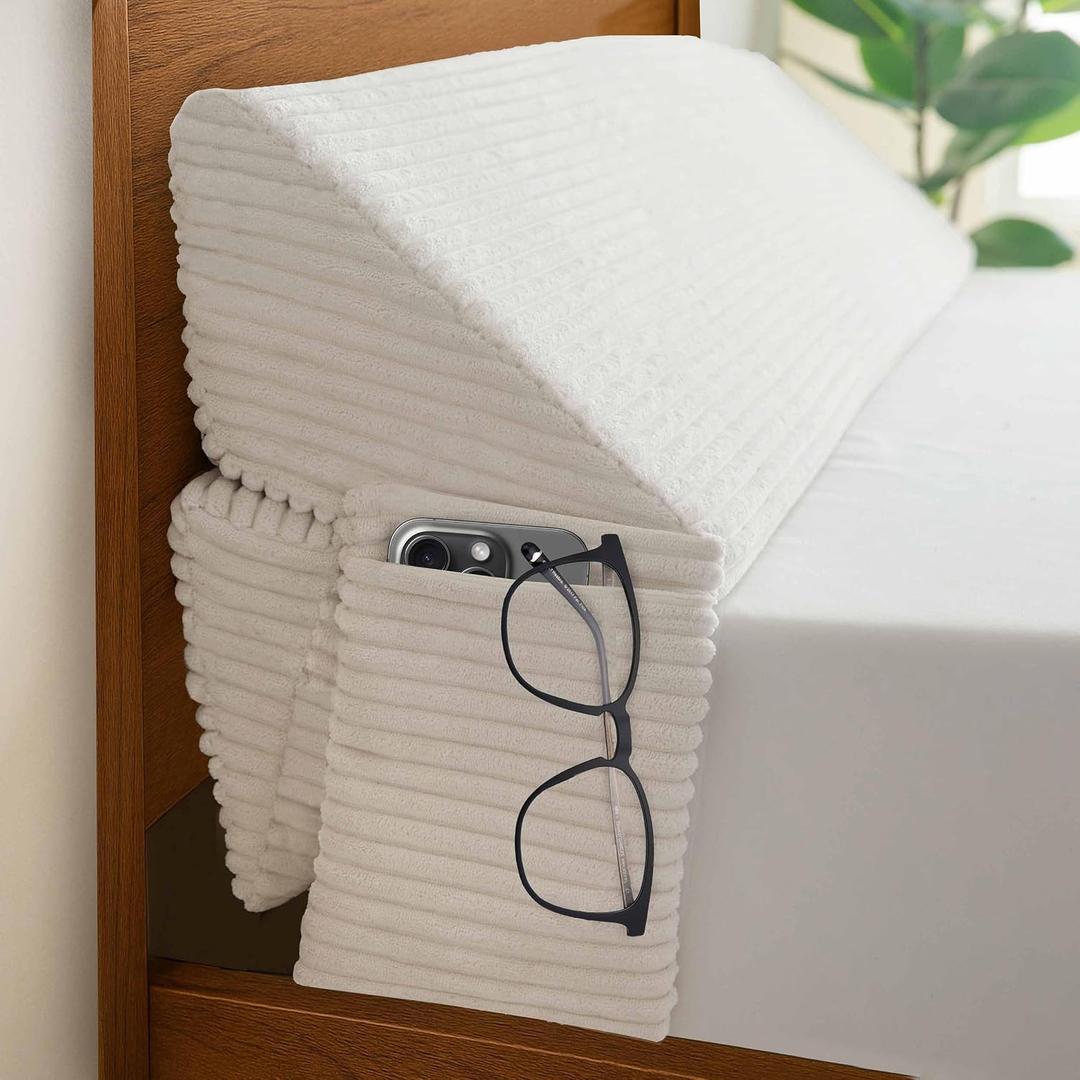 HIGOGOGO Full Size Wedge Pillow for Headboard Gap - Multi Functional Mattress Wedge Bed Gap Filler Close The Gap (0-7") Between Your Mattress and Headboard or Wall (Beige 54"x11"x9")