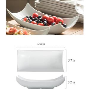 Gomakren Serving Platters Serving Bowls Set Turkey Serving Platter Porcelain Serving Dishes For Entertaining Special Curved Deep Large Thanksgiving Christmas Dishes Gifts Set of 2 White 12 Inch