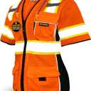 KwikSafety - Charlotte, NC - Men's & Women's Class 3 Safety Vest PPE Hi Vis Reflective ANSI OSHA (Large, Orange | Women's | 1 Pack)