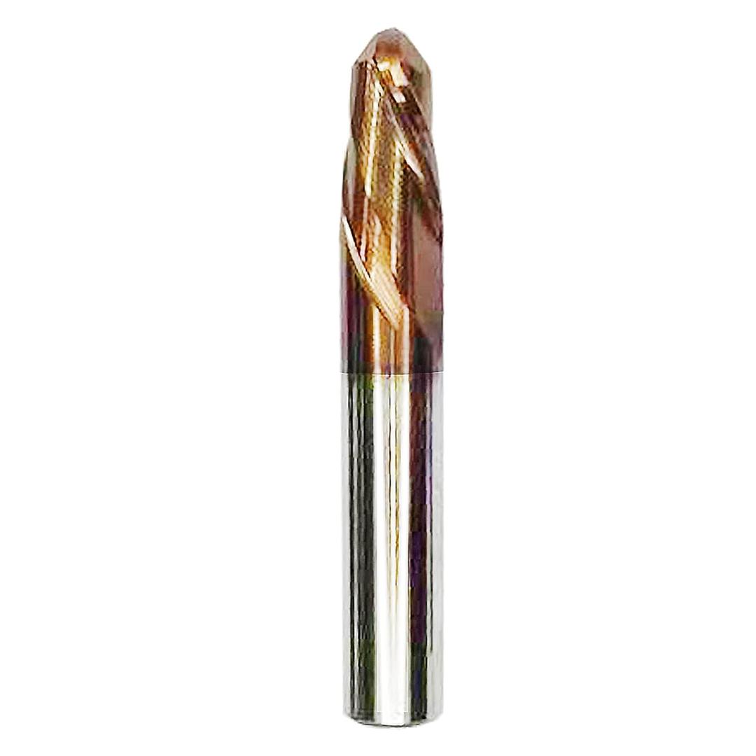 Ball Nose Carbide End Mill, 2 Flute, HRC50, TiSiN Coated, CNC Router Bits for Hardened Steel, Stainless Steel, Alloy Steel, Aluminum, Metal - (1/8" 1/4" 3/8" 1/2") Diameter (3/8" Diameter)