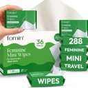 FOMIN Feminine Wipes for Women - 36 Pack (288 Wipes) - pH Balanced Aloe Vera Intimate Cleansing Wipes - Wipes for Sensitive Skin - Individual Packets -Travel Essentials & Gifts for Women & Teen Girls